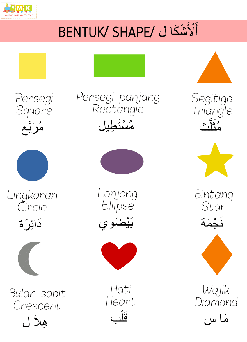 Kosakata Bahasa Arab: Warna dan Bentuk